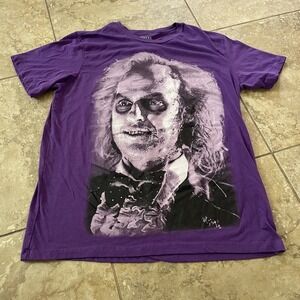 Beetlejuice Mens Shirt Size XL Extra Large Purple Movie Tee‎ Big Face